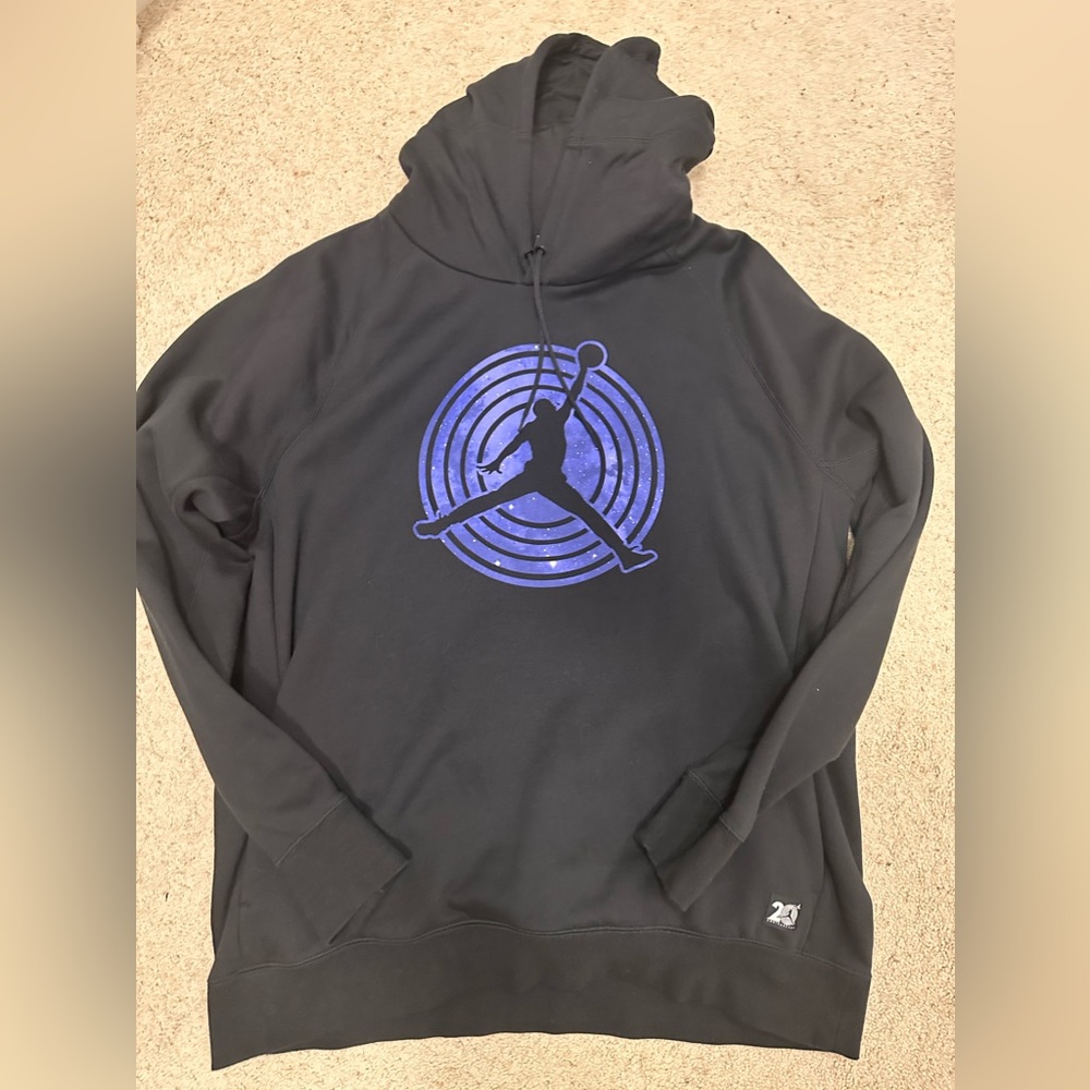 Air Jordan 20th Anniversary Space Jam Hoodie Pullover Black Galaxy Size 2XL